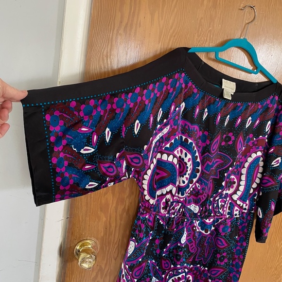 Donna Morgan 100% silk dress - purple paisley bohemian print. - Picture 4 of 6